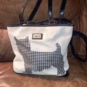Lululemon Athletica Black and White Houndstooth Dog Tote